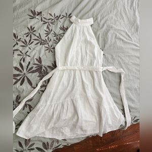 Mango Embroidered Halter Neck Eyelet Mini Summer Dress